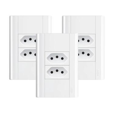 Imagem de Tomada Dupla 20a/250v C/ Placa 4x2 Fame Modulare - Kit 3 Un, Branco