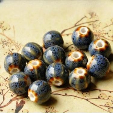 Imagem de Melancia Padrão Contas De Porcelana 12mm 60pcs Handmade Rodada Contas De Cerâmica Para Fazer Jóias Pulseira Espaçador Bead Crafting, Mix Color, 12mm 60pcs