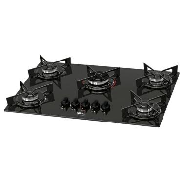 Imagem de Cooktop 5 Bocas Fischer Fit Line a Gás com Mesa de Vidro Temperado 