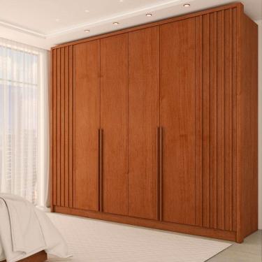 Imagem de Guarda-Roupa Casal Matira 6 Portas 4 Gavetas Ripado Cinamomo - Panorama Móveis