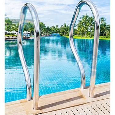 Imagem de Trilho de mão de piscina para piscina enterrada, corrimão de piscina com base de montagem rápida de flange, corrimãos de deck de spa, carga máxima de 136 kg