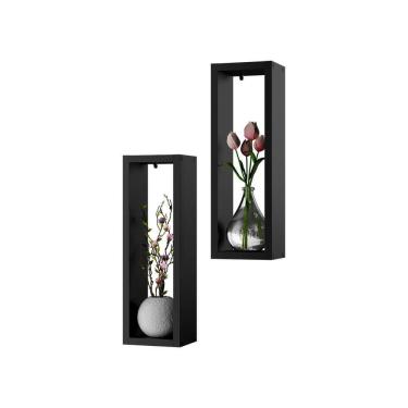 Imagem de Kit Nicho Decorativo Stella Preto para Sala Hall 40 x 10cm