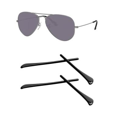 Imagem de Kygear 2 pares de alças de braço de substituição de silicone preto, meias de borracha de silicone para Ray-Ban Aviator RB3025 RB3044 RB3029 RB3136, capas de braço de óculos antiderrapantes