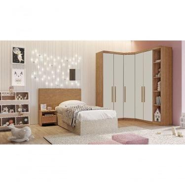 Imagem de Modulado Completo De Canto Solteiro 5 Portas 6 Gavetas - Linea-cumaru-fendi - Móveis Horizonte