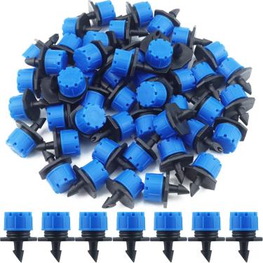 Imagem de 150 peças ajustáveis micro irrigação por gotejamento 1/10.2 cm, gotejador universal de 8 furos, bicos de irrigação de jardim para sistema de irrigação de tubo de 4 mm/7 mm (azul)