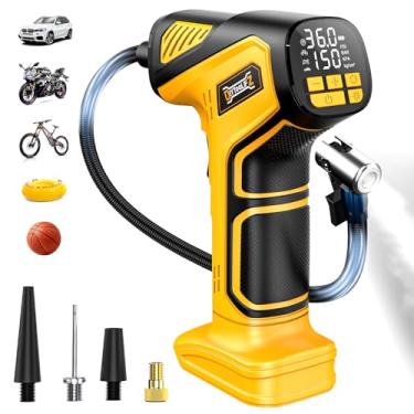 Imagem de DIYtoolifz Compressor De Ar Portátil Para Encher Pneus De 150 Psi: Bomba De Ar Sem Fio Para Dewalt Com Bateria De 20 V - Bomba De Pneu Com Manômetro Digital E Luz Led De Emergência Para Carro, Motoc