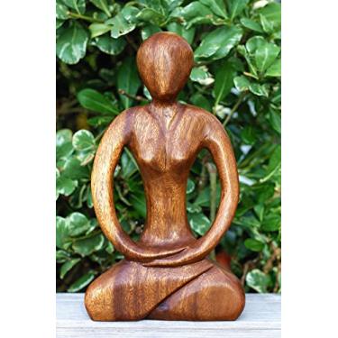 Imagem de G6 Collection 30,48 cm Estátua de meditação de yoga feita à mão abstrata – Tranquilidade – Decoração de arte decorativa para casa Decoração feita à mão Estatueta decorativa Arte de arte Yoga abstrata esculpida à mão