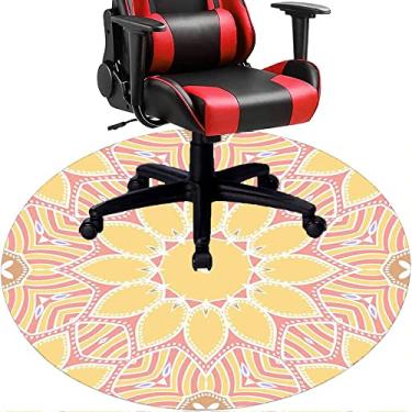 Imagem de Tapete de cadeira de escritório com flores, textura de flor, tapete de cadeira de mesa para piso de madeira de escritório em casa, protetor de piso de pilha baixa, redondo 78,7 cm