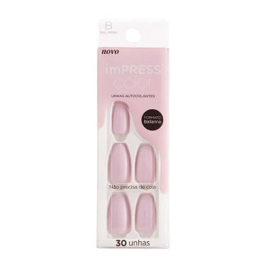 Imagem de Unhas Postiças Kiss New York Impress Color Bailarina French Lavender 30 Unidades