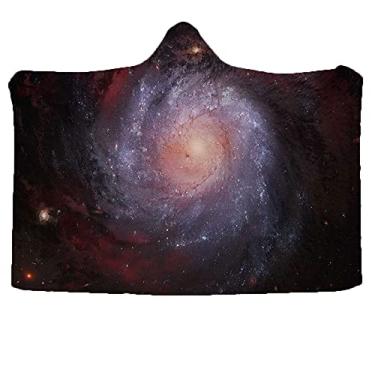 Imagem de Cobertor com capuz de galáxia, estampa de nebulosa espiral, tema do espaço sideral, poeira estelar, noite estrelada, impressão, cobertor vestível para sofá, bebê, crianças, homens, mulheres, L 152 x C