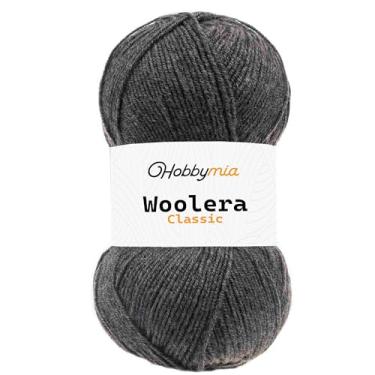 Imagem de HobbyMia Fio de lã Woolera Classic - 100 g / 307 jardas - (3) Peso DK - 75% acrílico, 25% lã (antracite, 1 novelo)