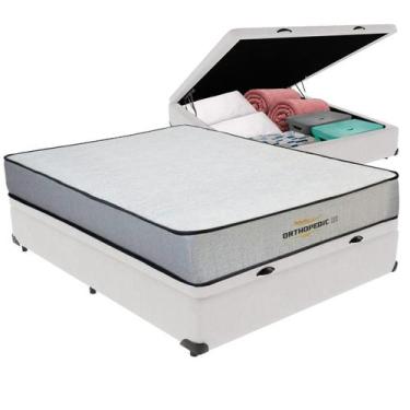 Imagem de Cama Box Baú Viúvo Branco e Colchão Orthopedic D33 V-Tech