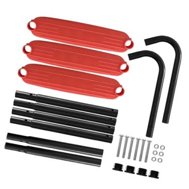 Imagem de Vaveren Escada de trampolim infantil com 3 degraus, removível, ajuste universal, resistente à ferrugem, para famílias grandes, acessórios para trampolins, Laranja