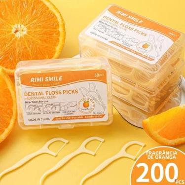 Imagem de Palitos De Fio Dental Laranja 200 Unidades Interdentais Cuidados Profu