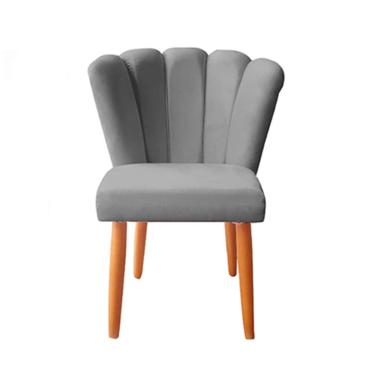 Imagem de Cadeira Poltrona Sala de Jantar Penteadeira Reforçada Decorativa Pétala Suede