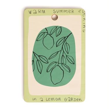 Imagem de Society6 Tábua de corte de bambu - Decoração de cozinha por Sandra Poliakov - Tábuas de corte exclusivas para cozinha, 40,6 cm x 26,7 cm x 1,3 cm, limão quente para noite de verão