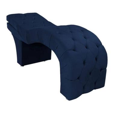 Imagem de Maca Estofada Reclinável Sobrancelhas Cílios Suede Jade Azul Marinho