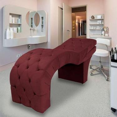 Imagem de Maca Estética Estofada Reclinável Ergonômica Veludo Vanessa Bordô