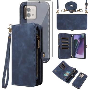 Imagem de Asuwish Capa de celular para Motorola Moto G Stylus 5G 2023 com zíper carteira destacável com protetor de tela de vidro temperado alça transversal flip suporte para cartão GStylus G5 XT2317DL XT2315-5