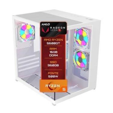 Imagem de PC Gamer Bluepc Amd Ryzen 5 5600gt 16gb Ddr4 SSD 960gb Branco - Fonte 500w