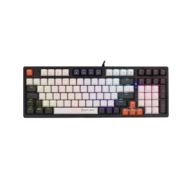 Imagem de Teclado Mecânico Gamer New Hero Arkana, Rainbow, Switch Blue, Abnt, Usb, Branco E Cinza