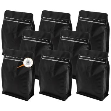 Imagem de ZOOFOX Pacote com 50 sacos de café com válvula, saco de armazenamento de grãos de café preto fosco de 227 g, sacos de alumínio seláveis a quente para embalagem, casa ou loja