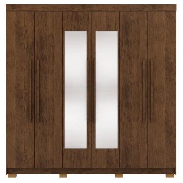 Imagem de Guarda Roupa Casal 6 Portas 2 Gavetas Espelho 218 Cm Vlr Imbuia