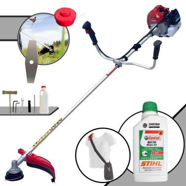 Imagem de Roçadeira Profissional Kawashima BCJ620-L À Gasolina 3HP de Potência 62cc 10.000rpm Com Carretel de Nylon + Faca 2 Pontas + ÓLEO STIHL 2 Tempos