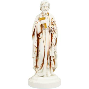Imagem de Estátua São José Imagem Católica Estatueta - Versão 3 (Cor Mármore Dourado)