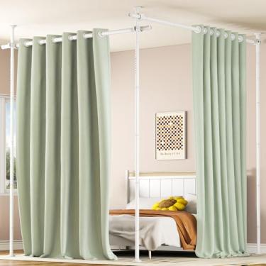 Imagem de AKTOP Divisor de quarto, varões de tensão sem perfuração, divisória de parede para separação de cômodos, 1,2 a 3 m (A) 76 a 373 cm (L) ajustável, resistente do chão ao teto, divisores de privacidade