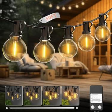 Imagem de kolpop Luzes De Corda Para Áreas Externas 50 Pés Com Temporizador Dimmer, Lâmpadas Led G40 Pátio, Edison À Prova Quebra, D'Água, Conectáveis E Penduradas Gazebo Externo Quintal