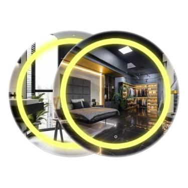 Imagem de Kit 2 Espelhos Redondos Com Led Jateado 90x90 Cm Luxo - Espelho Top, Q