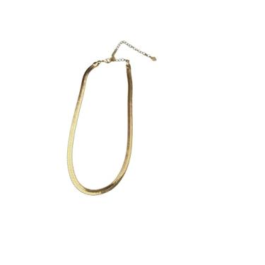 Imagem de Colar Choker Feminino Fita Laminada 3MM, Folheado a Ouro 18K, Semijoia, presente para meninas, modinha, blogueiras, peças do momento,