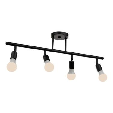 Imagem de Spot Trilho 70 Cm Para 4 Lâmpadas E27 Pra Cozinha Preto