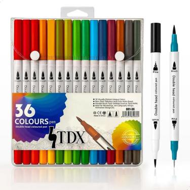 Imagem de Caneta Brush Pen Canetinhas Canetas Coloridas Escolar Ponta