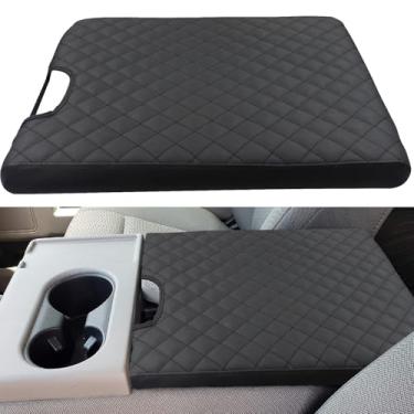 Imagem de LOCOY Capa de apoio de braço do console central para Ford F150 Acessórios 2015-2022, F250 F350 F450 Acessórios 2017-2022 com assento de salto 40/20/40, capa protetora para caixa de descanso de braço, almofada com tampa de apoio de braço (linha preta)