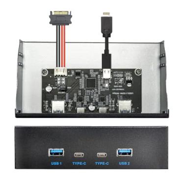 Imagem de NFHK HUB USB 3.1 Tipo-A e Tipo-C de 10 Gbps, 4 portas, painel frontal para placa-mãe, cabo conector tipo E, 10 Gbps para bandeja de compartimento de CD-ROM de 13.3 cm