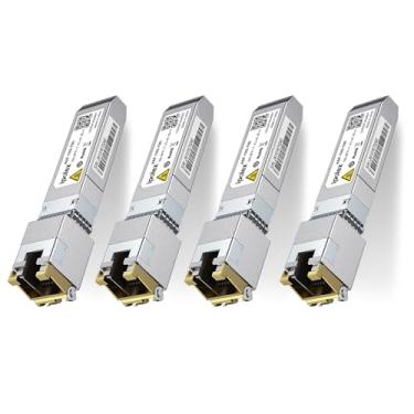 Imagem de Transceptor de cobre 10G SFP+ RJ45, módulo SFP+ 10GBase-T RJ-45 SFP+, até 80 metros para Cisco, Ubiquiti UniFi, Mikrotik, Fortinet, Netgear, D-Link, Supermicro, TP-Link (CAT.6a/CAT7), pacote com 4