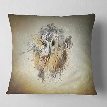Imagem de Designart Manta grande coruja-de-animal para sala de estar, sofá, enchimento de almofada de alta qualidade + capa de almofada impressa em ambos os lados 40,64 cm x 40,64 cm