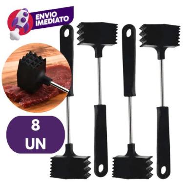 Imagem de Kit Martelo Amaciador 25cm Carne Batedor Aço Inox e Plástico Cozinha R