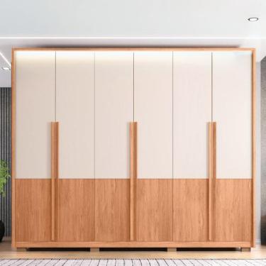Imagem de Guarda Roupa Casal Space com 6 Portas de Bater 4 Gavetas e Led MDP Fre