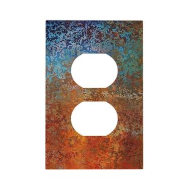 Imagem de Rust Red Celestial Blue 1 Gang Duplex Outlet Covers Light Switch Cover Placa Decorativa Receptáculo Elétrico Placa Frontal para Decoração de Painel de Parede Doméstica