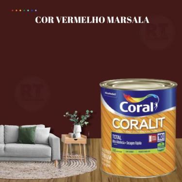 Imagem de Esmalte Sintético Base Água Coral Coralit 800ml Tinta Cor Vermelho Ace