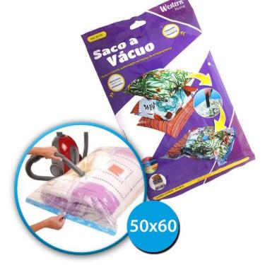Imagem de Saco A Vácuo Viagem Roupa Guardar 50x60cm Reutilizável Hermético Organ