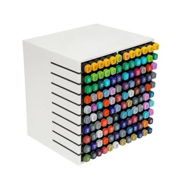 Imagem de Organizador para 120 Canetinhas - ESCOLHA SUA COR– canetinhas - nicho mdf - organização de mesa - ORGANIZER(BRANCO)