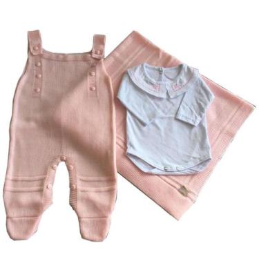 Imagem de Saída de Maternidade Jardineira 3 Peças - Kowak, Rosa, RN