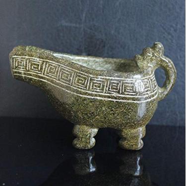Imagem de Coleção de decoração de casa com taça de vinho de jade antiga chinesa esculpida (ciano)
