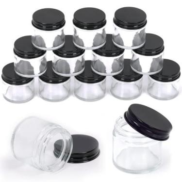 Imagem de Frasco de vidro Sweet 15 pacotes de 60 ml com tampa preta para creme e