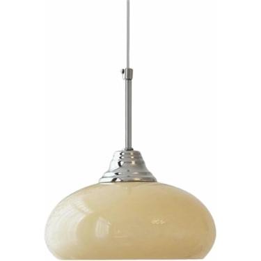 Imagem de WLHAZMWY Candeeiro pendente escandinavo moderno lâmpada pendente creme cúpula de vidro luminária suspensa minimalista de metal