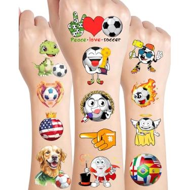 Imagem de 216 adesivos fofos de tatuagens temporárias de futebol, 20 folhas de adesivos de tatuagens temáticas de futebol, suprimentos de decoração de festa, lembrancinhas de festa para crianças e adultos
